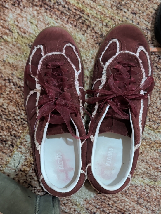 ALOHAS Shoes - ALOHAS Burgundy Suede Lace-Up Platform Sneakers
